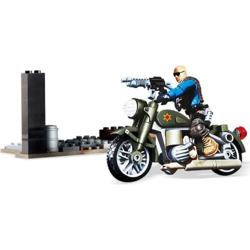 Military 1:36 scale army action figures Aquil Commandos city Anti-terrorism mega block motorcycle building bricks toys for gifts