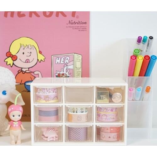 9 Drawers Storage Box White Display Stationery Organizer for Eraser Tape Jewelry Lipstick Office Desk School Household A6399