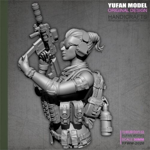 YUFan Model Resin Kits Bust modern female soldier resin soldier YFWW-2026