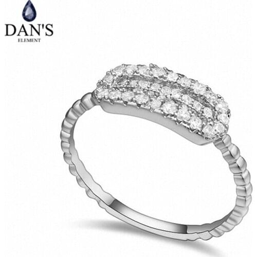 DANS Real Austrian Crystals Brand AAA Zirconia Micro Inlays Fashion Ring for women New Geometric 109043white