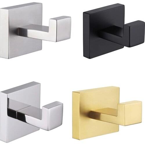 Brused Gold/ Polished /Black /Brushed Stainless Steel Robe Hook Towel Hook Wall Mount Square Towel Robe Coat Hat Door Hanger