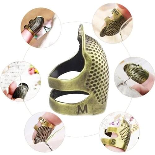 1PCS Retro Finger Protector Metal Thimble Ring Handworking Needle Hoop Ring Household Quilting Crafts Sewing Tools Accessories