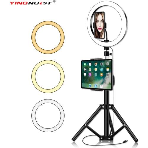 10inch Ring Light With Tripod Stand Phone Holder For iPad Photography Studio Video LED Ring Lamp 5600K With USB Plug For Makeup