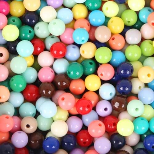 100pcs 8mm Round Shiny Mixed Color Plastic Acrylic Beads DIY for Jewelry Party Clothing Findings Making Accessories