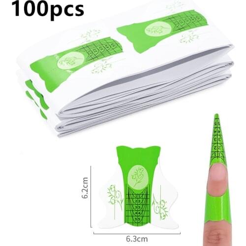 100pcs Nail Extension UV Gel Tips Extension Builder Form Guide For Nail Extension Stencil Manicure Tools Nail Art Tools T0646