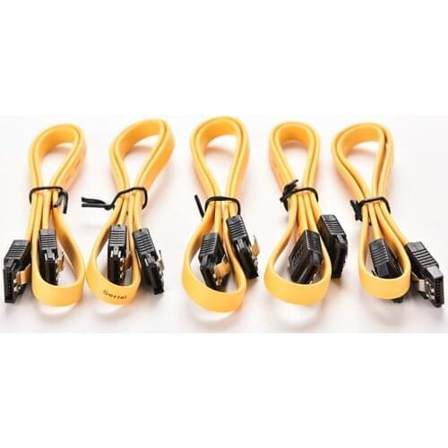 2PCS 40cm Serial ATA SATA 3 RAID Data HDD Hard Drive Disk Signal Cables Yellow Red Straight High Speed SATA Data Cable