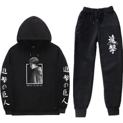 2021Japan Animation Attack on Titan Casual Sets Autumn New Hoodies + Pants Two-Piece Mens And Womens Hip Hop Suits