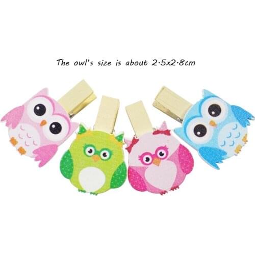 8 Pcs/lot Cartoon Owl Wooden Paper Clip Bookmark For Album Message Mini Natural Wooden Clips Craft Decoration Clips Pegs