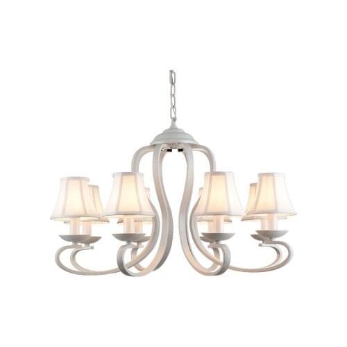 White Fabric Shade Iron Chandelier Lighting Fixtures luminaria lustre Ceiling Chandeliers E14 Light for Bedroom living room Lamp