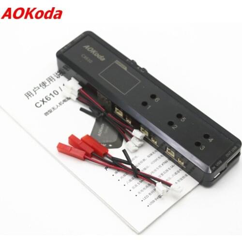 AOK CX605 CX610 6CH DC/XT60/USB Battery Charger for 3.7V 1S Lipo Battery Rechargeable for RC Drones FPV Quadcopter Charging