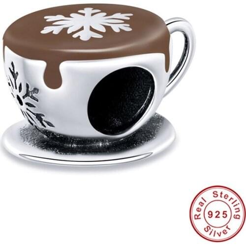 DECORAL Winter new authentic 100% 925 sterling silver coffee enamel beads charm fit brand silver bracelet DIY jewelry making