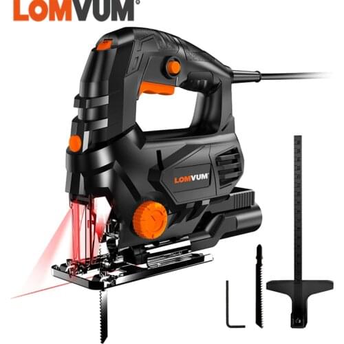 LOMVUM Laser Jigsaw Power Tool Machine Electric Saw With Laser Guide Jig Saw For Metal Wood Steel Cutter Blades For Woodworking