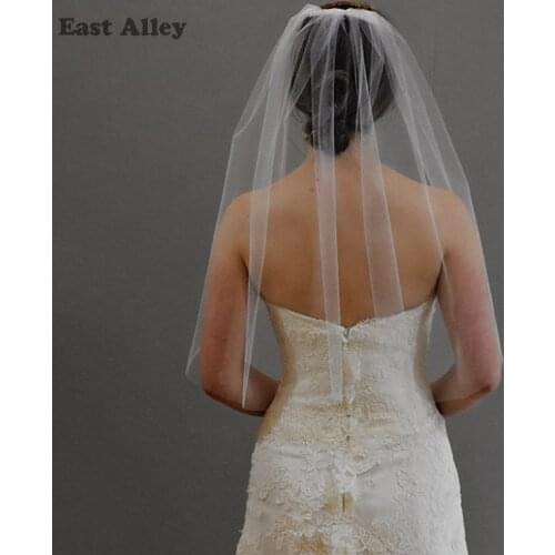 Veu De Noiva Layer one White Ivory Cut Wedding Veil With Comb 30" elbow length bridal veil with plain edge