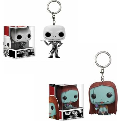 FUNKO DISNEY The Nightmare Before Christmas Jack Skellington Sally Seated Action Toy Figures Keychain Toys For Children Gifts