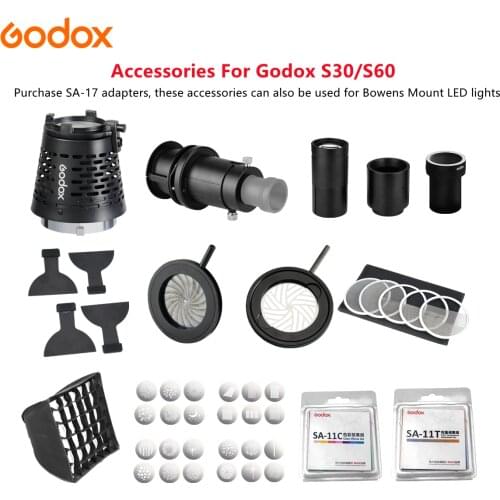 Godox S30/S60 Focusing LED Light Accessories Projection Lens Gobo SA-17 Bowens Mount LED Light To Projector Attachment Spotlight