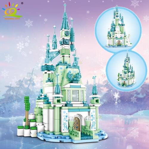 HUIQIBAO 445PCS Princess Ice Palace Building Blocks Friends Series with Girls Figures Castle House Bricks Set Children Toys