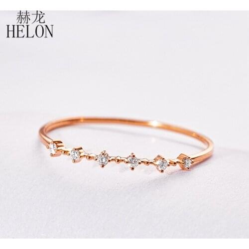 HELON Moissanite Ring Solid 14K Rose/Yellow/White Gold VVS/DEF Lab Grown Moissanite Diamond Engagement Ring Women Fine Jewelry