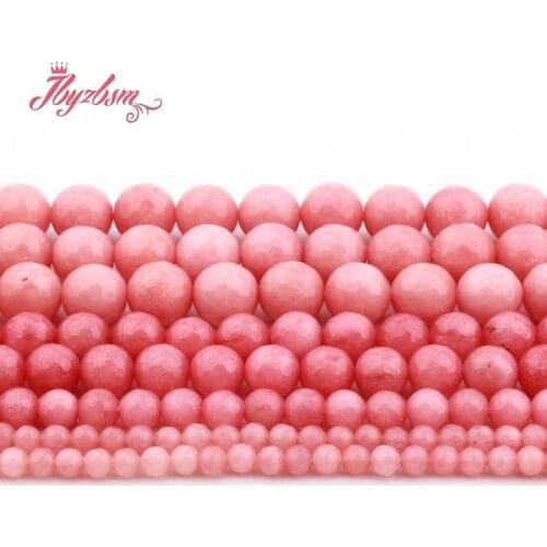 4/6/8/10mm Rhodochrosite Jades Round Faceted Stone Beads Spacer For DIY Necklace Bracelets Earring Jewelry Making Strand 15"