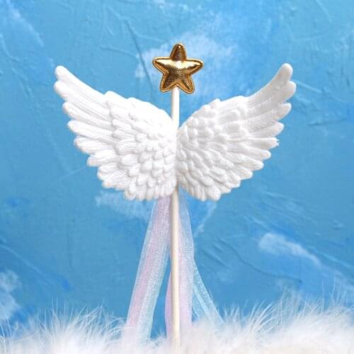 Angel Wings Cake Topper DIY Cupcake Top Flags Cake Insertion Decorations For Valentines Day Wedding Birthday Baking Accessoires
