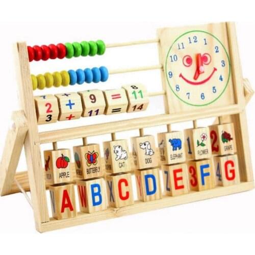 Multifunction Wooden Abacus Montessori Children Counting Cognition Board Educational Math Toy Learning Stand