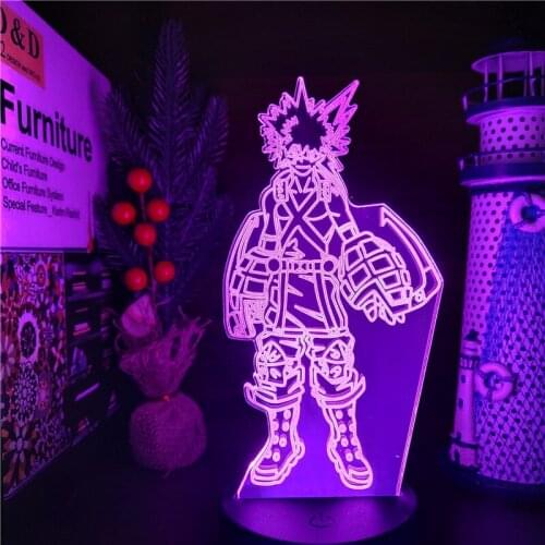 MY HERO ACADEMIA Anime 3D Lamp Boku no Hero Academia Bakugo LED Night Light Kids Bedroom Decor Colorful Lighting Cool Manga Gift