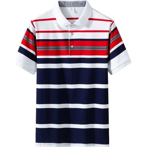 Top Quality 2021 New Wide stripe Mens Polos Shirts Cotton Short Sleeve Casual Polos Hommes Fashion Summer Lapel Male tops