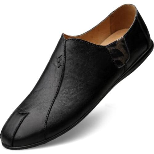 2020 Mens Loafers Genuine Leather Men Casual Shoes Luxury Brand Moccasins Breathable Slip On Lazy Driving Shoes Plus Size 38-47