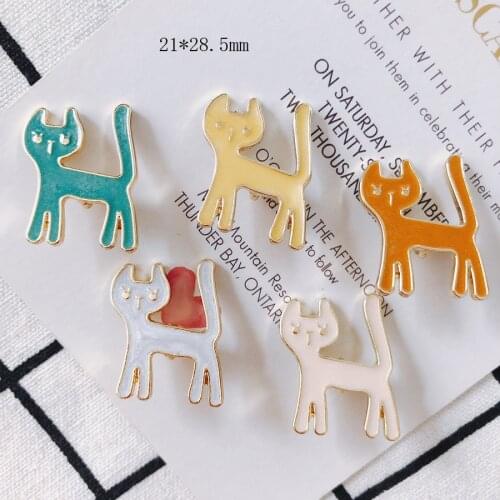 Newest Kawaii Animal Cat Alloy Charms 20pcs/Lot Gold Tone Plated Metal Cute Cats Earring Necklace Floating Pendant Ornaments