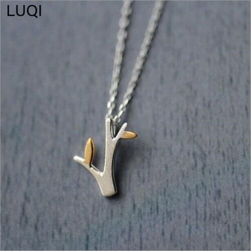 S925 Silver Fashion Simple Brushed Separation Branch Leaf Necklace N048