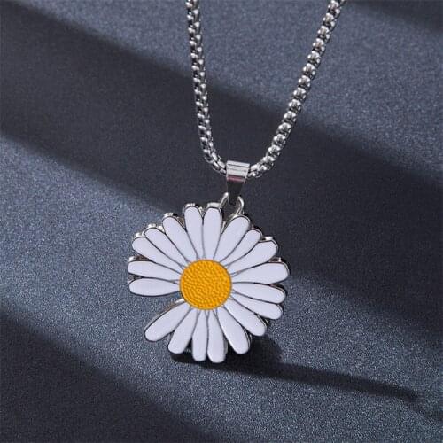 2020 new high quality stainless steel chrysanthemum pendant necklace for women long flower necklaces jewelry male gift