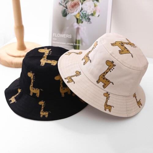 Childrens Summer Bucket Hat Cartoon Giraffe Sun Caps Girls Boys Outdoor Sport Beach Cap Kids Baby Trendy Fisherman Hats