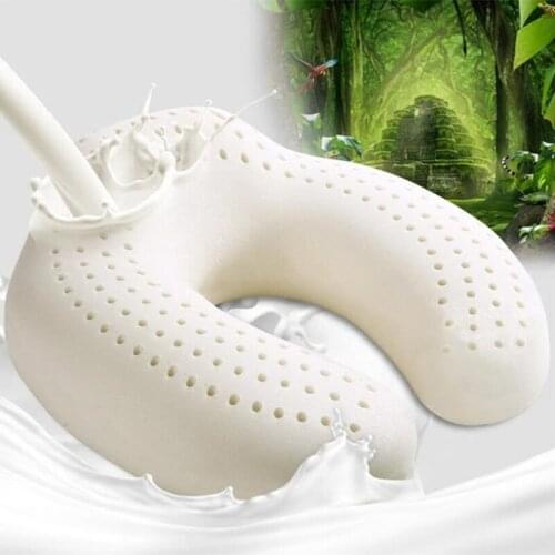 Natural latex 29x29U Shape Latex Travel Cushion Neck Pillow Memory Rebound Office Pillow Cervical Spine Protect High Back Design