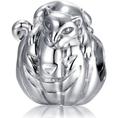 Halloween Jewelry Pumpkin Charm 925 Silver Bead Fits For Pendants Bracelets &Necklace
