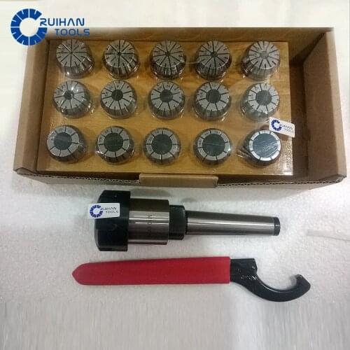 Precision ER25 collet set Full 15pcs 2-16mm ER25 collet with Morse Taper MT2 Shank with ER25 spanner MT2-ER25