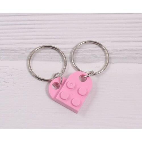 Dismountable Cute Love Heart Brick Keychain Key Chain for Couples Friendship Women Men Girl Boy Key Ring Birthday Jewelry Gift