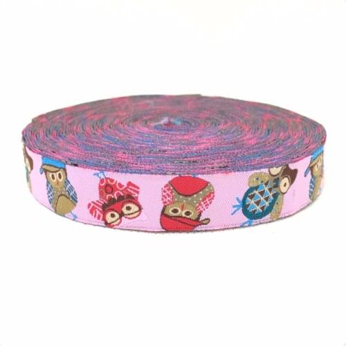 Handmade 5/8'' (16mmx10yards) Polyester Woven Jacquard Ribbon with cool owl free shipping KTZD15102234