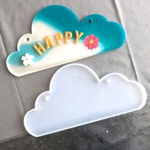 DIY Resin Crystal Epoxy Door Number Plate Mold Indicator Signs Happy Tags Cloud Shape Doorplate Casting Silicone Mould