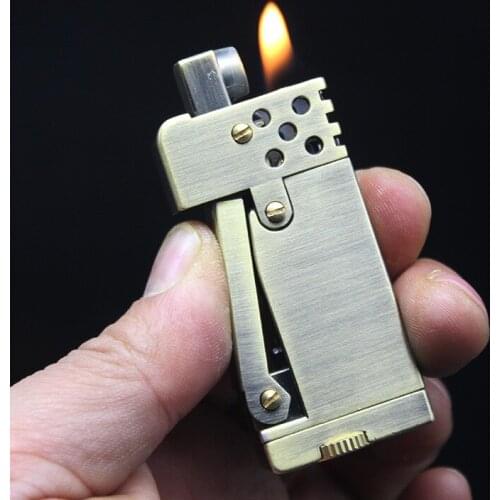 Grinding Wheel Flint Free Fire Lighter Retro Brass Kerosene Oil Torch Pipe Lighter Cigarette Gasoline Windproof Gadgets For Men