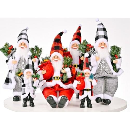 Sitting Santa Beard Ornaments Handmade Plush Doll Christmas Decoration Santa Claus Dolls Stuffed Toys Home Decor Ornaments