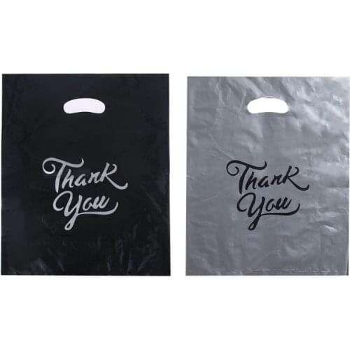 Thank You Merchandise Retail Shopping Bags for Goodie Bags, Party, Stores, Boutique, Clothes, Reusable Plastic Bags with Handle