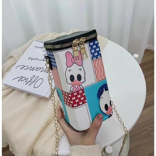 Disney cartoon Donald Duck new girl wild one-shoulder lipstick coin bag messenger bag cute printing box chain mobile phone bag