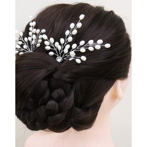 Wedding Rhinestone Pearl Hair Pins Silver Clips Romantic Girls Hair Decorations Flower Hair Jewelry For Bride Hair Accessories