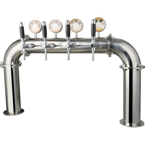 TWELVETAP Door Shape 4 Lines Big Beer Column Stainless Steel Tower With 4 Tap With Led Light Medallion Drink Filling Brewing U4