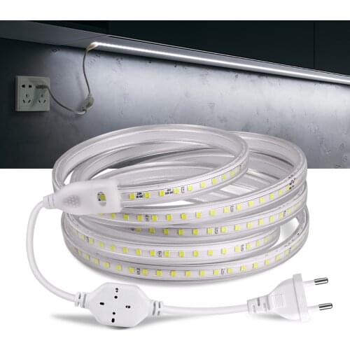 High Quality AC 110V 220V LED Strip Lights 2835SMD 120LEDs/m Flexible Outdoor Lamp Waterproof LED Tape With EU/US Power Plug