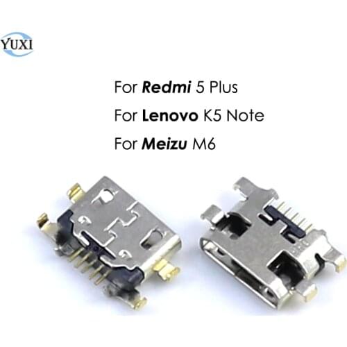 YuXi 10pcs For Redmi 5 Plus Micro USB Jack Charging Socket Port Connector Replacement Part for Lenovo K5 Note for Mei zu M6
