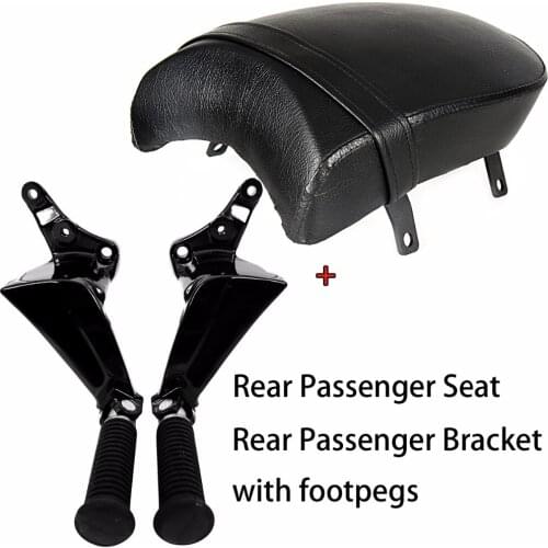 Rear Gloss Black Passenger Seat&Bracket Footpegs For 2002-2013 Victory Boardwalk Judge Vegas Highball Models