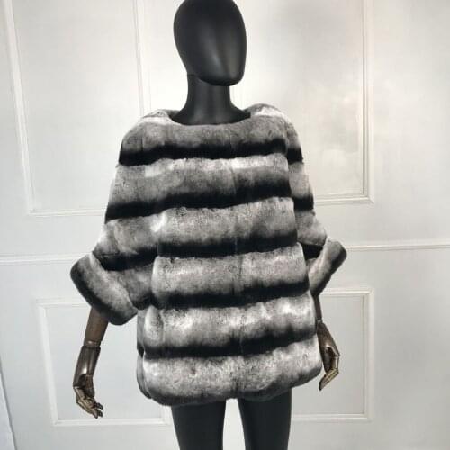 Natural Rex Rabbit Fur Coat Top Selling Batwing Sleeve Short Jacket Women Winter Warm Fashion Overcoat