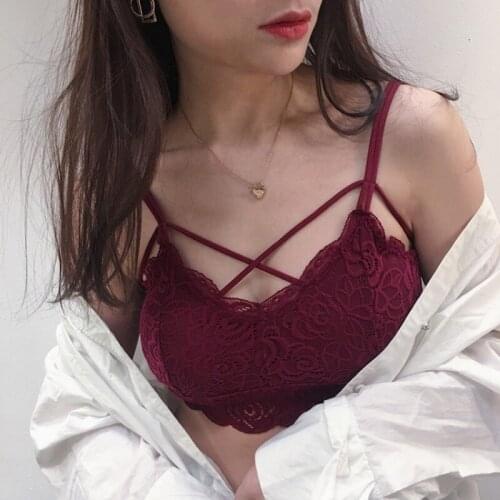 Women Sexy Lace Non-Adjustable Straps Wire Free Bra Comfortable Brassiere Push Up Racerback Underwire