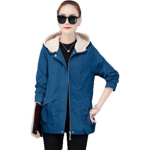 5XL Large Size Womens Coat Autumn Winter Plus Velvet Thickening Warm Jacket Short Hooded Casual Ladies Jacket Tooling Outwear