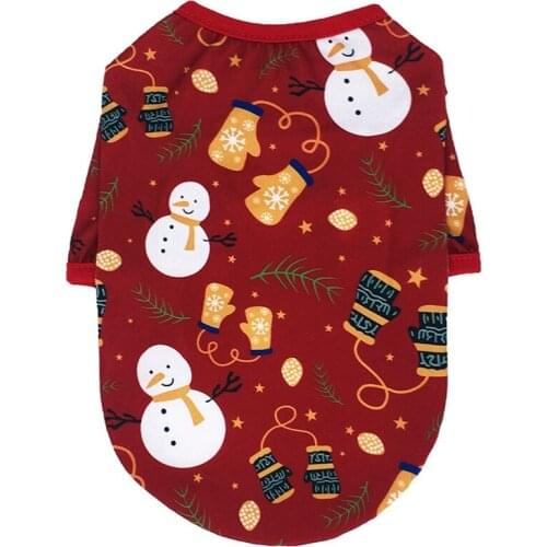 Winter Small Dog Clothes Elk Print Christmas Autumn Pets Dog Sweatshirt Coats Soft Cotton Dog T shirt Puppy Costume Clothes #2